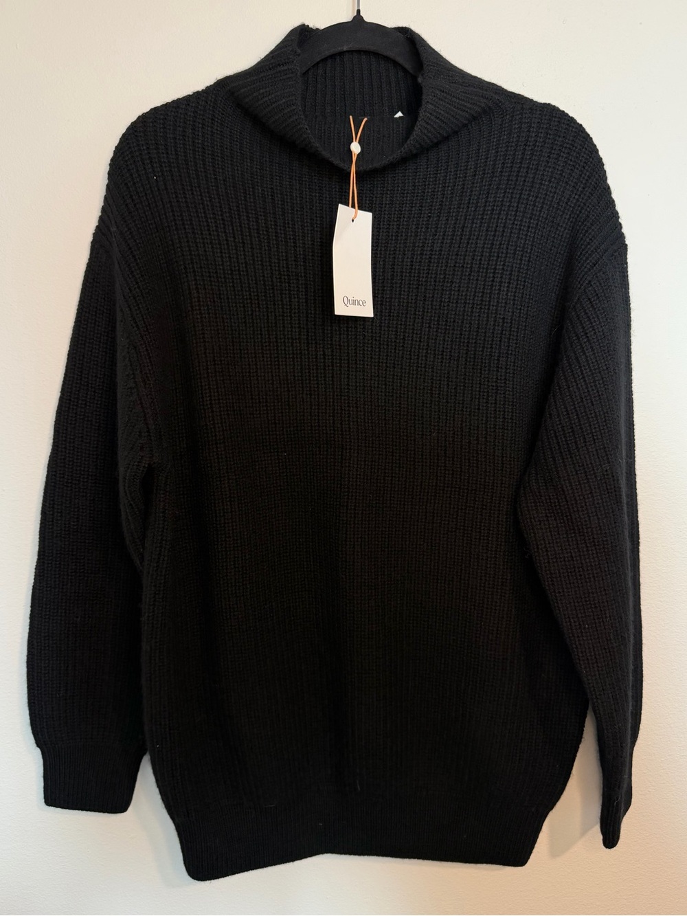 Quince Merino Wool Relaxed Turtleneck Black Knit Sweater